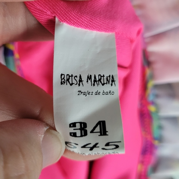 BRISA MARINA | ruffle beaded bird floral colourful print one piece swimsuit - Picture 6 of 7